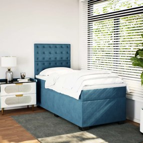 Cama boxspring com colchão 90x200 cm veludo azul