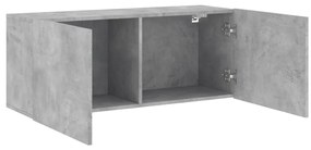 Móvel de parede para TV 100x30x41 cm cinzento cimento