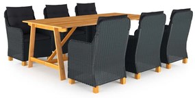 vidaXL 7 pcs conjunto de jantar para jardim cinzento-escuro