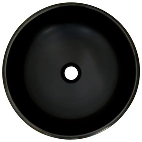 Lavatório de bancada redondo Φ41x14 cm cerâmica preto e azul