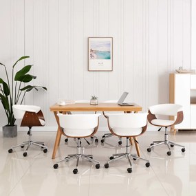 vidaXL Cadeiras de jantar giratórias 6 pcs couro artificial branco