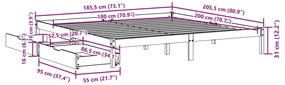 Cama sem colchão 180x200 cm madeira de pinho maciça branco