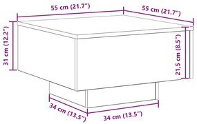 Mesa de Centro vidaXL Artisian Carvalho 55x55x31 cm em Madeira de Enge