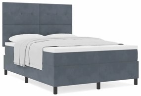 Cama Box com Colchão vidaXL Cinza Escuro 140x200 cm Veludo