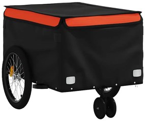 Reboque para bicicleta 30 kg ferro preto e laranja