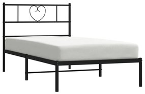 Estrutura de cama com cabeceira 100x190 cm metal preto