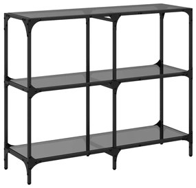 Mesa consola com tampo em vidro preto 98x30x81 cm aço