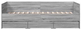Sofá-cama com gavetas sem colchão 100x200 cm cinzento sonoma