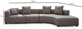 Sofá de Canto Gondol – Cinzento – 180 x 105 cm