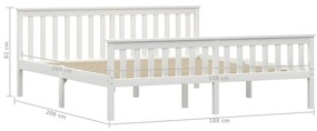 Estrutura de cama em pinho maciço 180x200 cm branco