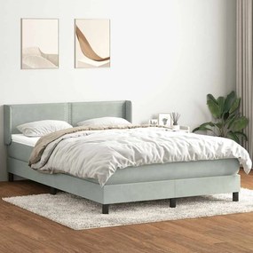 vidaXL Cama com molas/colchão 140x220 cm veludo cinzento-claro