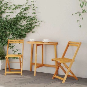 vidaXL Conjunto de Bistro Dobrável de 3 Peças em Madeira Maciça de Acácia