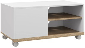 HOMCOM Móvel de TV Mesa de Sala de Estar Moderna de TV de 42 Polegadas com 4 Rodas 80x45x39,5 cm Branco