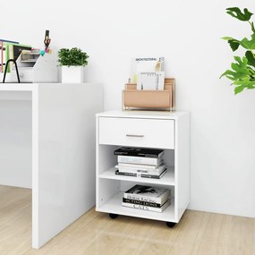 vidaXL Móvel com rodas 46x36x59 cm derivados de madeira branco