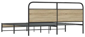 Estrutura de cama sem colchão 183x213cm metal carvalho fumado