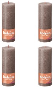 Bolsius Velas rústicas cilíndricas Shine 4pcs 190x68mm cinza-acastanh.