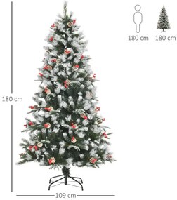 HOMCOM Árvore de Natal Artificial 180cm com 678 Ramas 53 Pinhas e 53 F