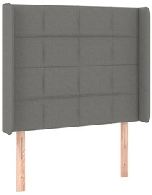 Cabeceira de cama c/ LED tecido 103x16x118/128 cm cinza-escuro