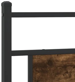 Estrutura de cama sem colchão 193x203cm metal carvalho fumado