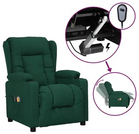 Poltrona de massagens elétrica tecido verde-escuro