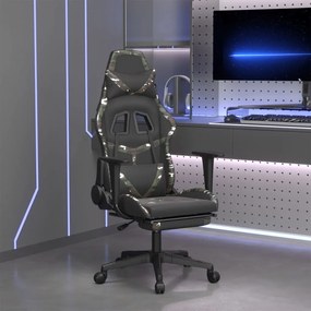 Cadeira gaming massagens apoio pés couro artif preto/camuflagem