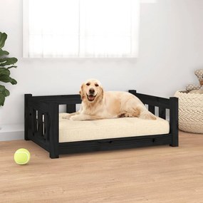 vidaXL Cama para cães 75,5x55,5x28 cm madeira de pinho maciça preto