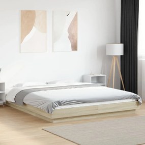 Estrutura de cama 150x200 cm derivados madeira carvalho sonoma