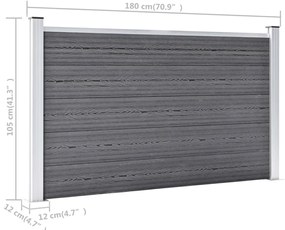 Painel de vedação para jardim 699x106 cm WPC cinzento