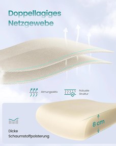 Cadeira ergonómica para escritório com tecido em rede e apoios de braços rebatíveis 64 x 71,5 x 116-135 cm Bege