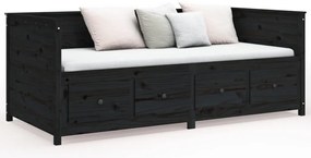 Sofá-cama 75x190 cm madeira de pinho maciça preto