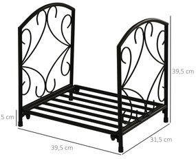 Suporte para Lenha Metálico Porta Lenha Exterior e Interior com Grade