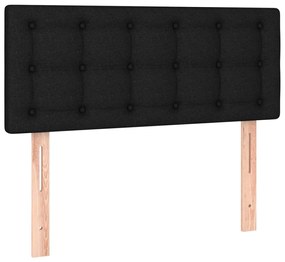 Cama box spring c/ colchão e LED 100x200 cm tecido preto