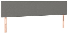 Cama box spring c/ colchão e LED 200x200 cm tecido cinza-escuro