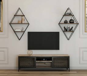 Móvel TV Comets Prizma – Pinheiro Atlântico Preto – 150x47x40 cm