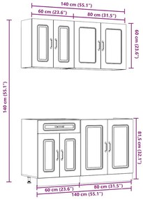 4 peças armário de cozinha conjunto Kalmar branco brilhante