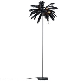Candeeiro de pé Art Deco preto com penas pretas - Peahen Art Deco