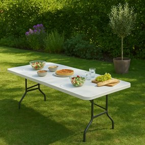 Mesa dobrável de jardim em plástico 220 x 70 x 72 cm Branco
