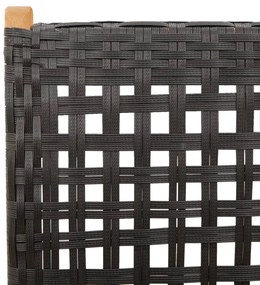 Cadeiras jardim reclináveis 4 pcs vime PE/madeira maciça preto