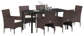 Conjunto de Jantar Jardim 7 Peças Castanho Rattan PE
