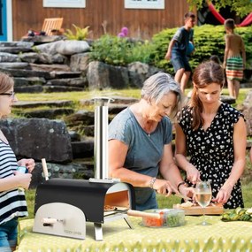 Forno para Pizza de Ferro Portátil com Lareira Extra Grande para jardim Piquenique 42 x 81 x 84,5 cm Preto