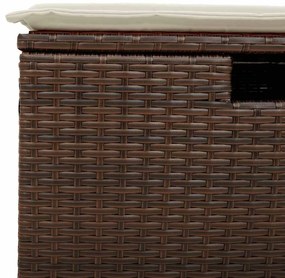 4 pcs conjunto sofás de jardim c/ almofadões vime PE castanho
