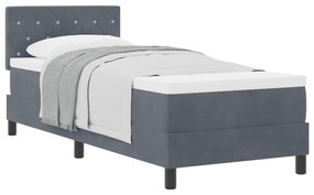 Cama Box Spring com Colchão Cinza Escuro 80x200 cm Veludo