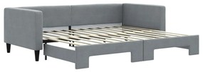 Sofá-cama com gavetão 90x200 cm tecido cinzento-claro