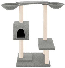 Árvore p/ gatos c/ postes arranhadores 82 cm cinzento-claro