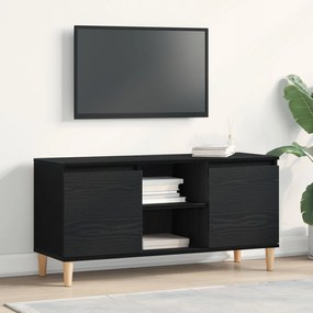 Estante de TV vidaXL com perna de madeira Preto Carvalho 102x35x50 cm