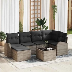 vidaXL Conjunto de Sofá de Jardim de 6 Peças com Almofadas Rattan Preto