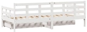 Sofá-cama c/ gavetas 90x190 cm madeira de pinho maciça branco