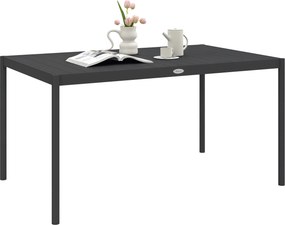 Mesa de jardim retangular para 6 pessoas em alumínio, com tampo de ripas, 145 x 90 x 74 cm, cinzenta