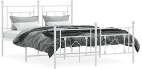 Estrutura de cama com cabeceira e pés 140x200 cm metal branco
