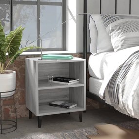 vidaXL Mesa de cabeceira c/ pernas em metal 40x30x50 cm sonoma cinza